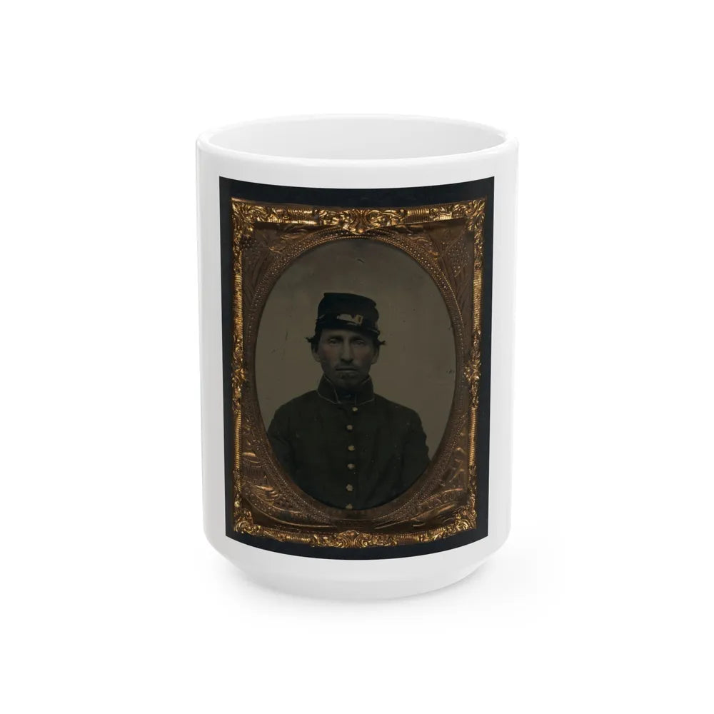 Unidentified Soldier In Union Uniform And Forage Cap 002 (U.S. Civil War) White Coffee Mug-15oz-Go Mug Yourself