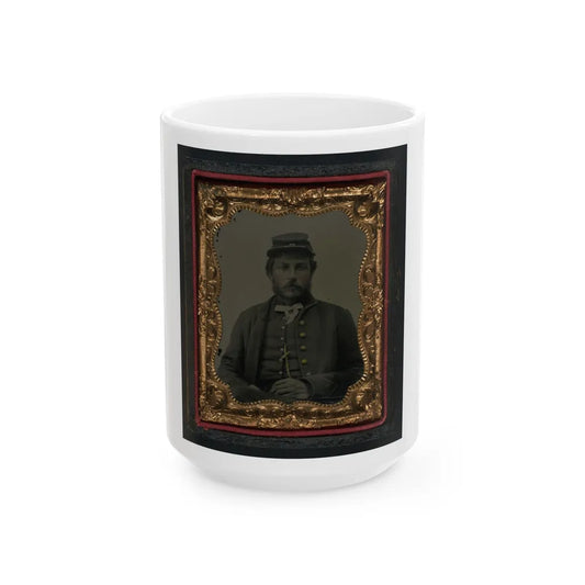 Unidentified Soldier In Union Uniform And Forage Cap 002(2) (U.S. Civil War) White Coffee Mug-15oz-Go Mug Yourself