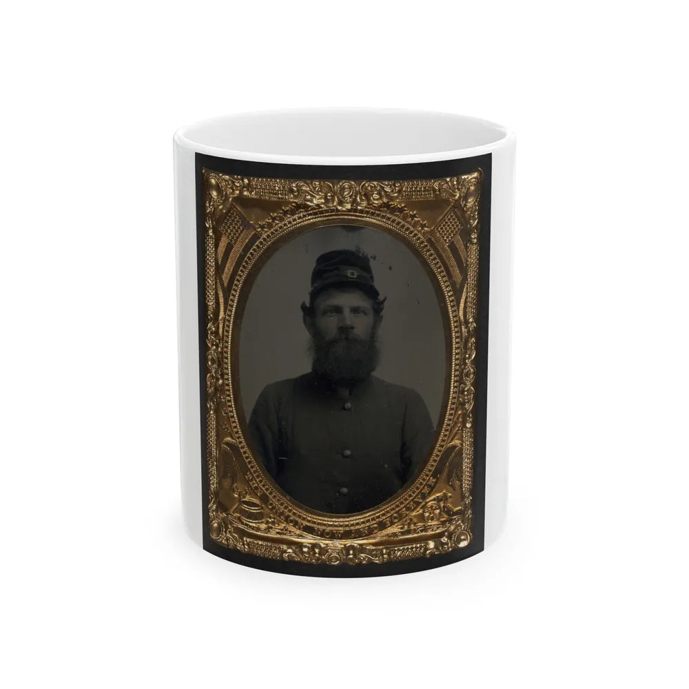 Unidentified Soldier In Union Uniform And Forage Cap 003 (U.S. Civil War) White Coffee Mug-11oz-Go Mug Yourself