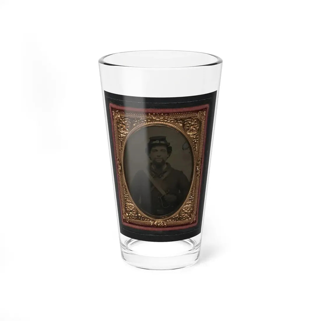 Unidentified Soldier In Union Uniform And Forage Cap Holding 1818 Nathan Starr Contract Cavalry Saber (U.S. Civil War) Pint Glass 16oz 16oz - Go Mug Yourself