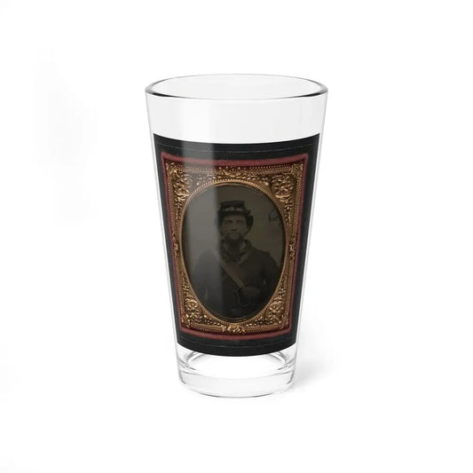Unidentified Soldier In Union Uniform And Forage Cap Holding 1818 Nathan Starr Contract Cavalry Saber (U.S. Civil War) Pint Glass 16oz 16oz - Go Mug Yourself