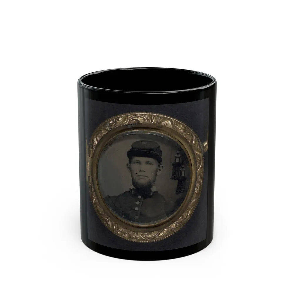 Unidentified Soldier In Union Uniform And Forage Cap In Pendant (U.S. Civil War) Black Coffee Mug-11oz-Go Mug Yourself