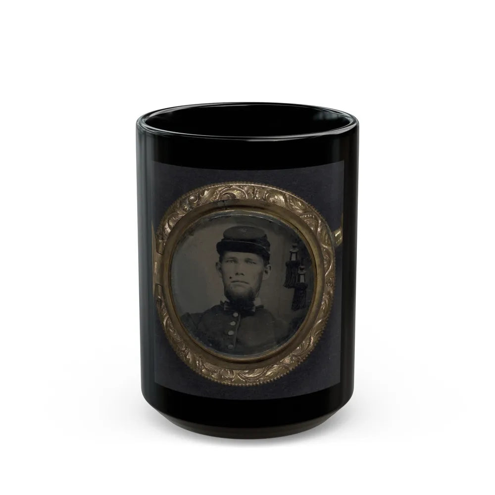 Unidentified Soldier In Union Uniform And Forage Cap In Pendant (U.S. Civil War) Black Coffee Mug-15oz-Go Mug Yourself