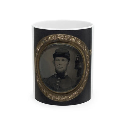 Unidentified Soldier In Union Uniform And Forage Cap In Pendant (U.S. Civil War) White Coffee Mug-11oz-Go Mug Yourself