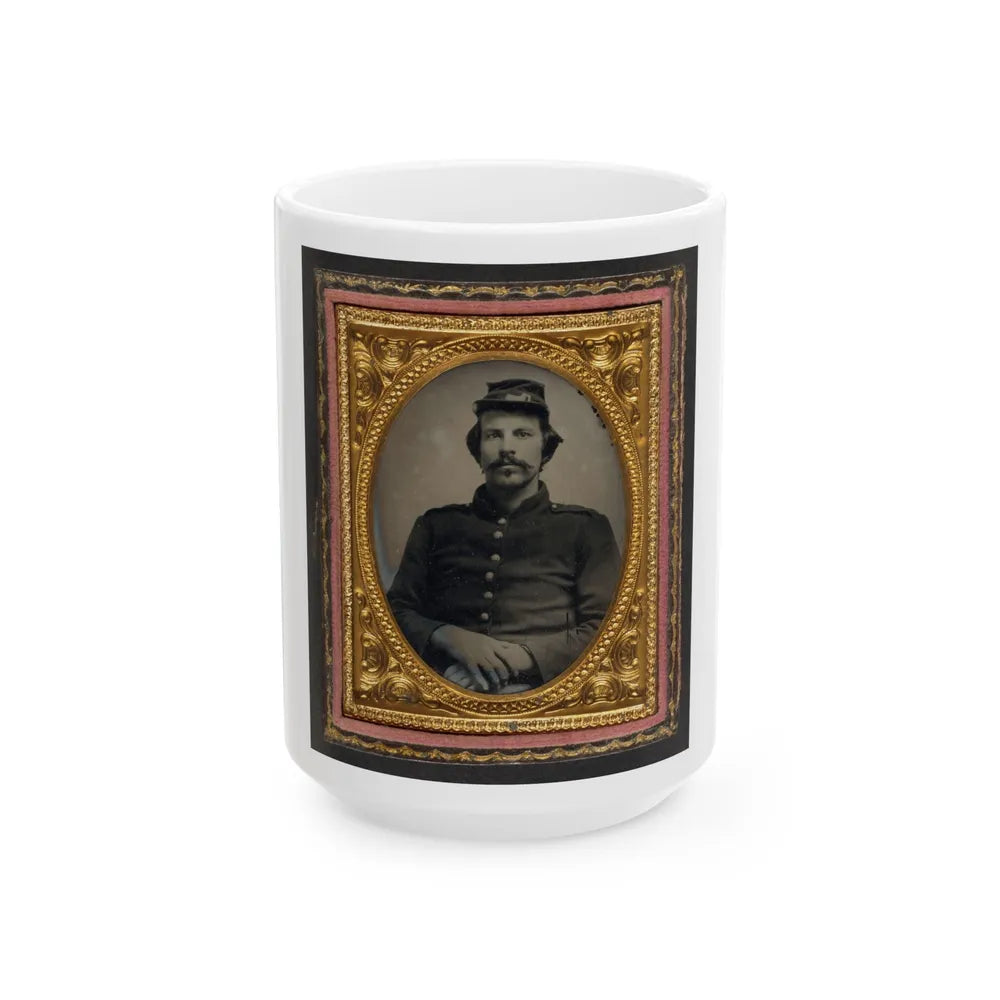 Unidentified Soldier In Union Uniform And Forage Cap (U.S. Civil War) White Coffee Mug-15oz-Go Mug Yourself