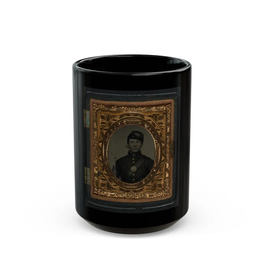 Unidentified Soldier In Union Uniform And Forage Cap With Bayoneted Musket (U.S. Civil War) Black Coffee Mug-15oz-Go Mug Yourself