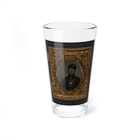 Unidentified Soldier In Union Uniform And Forage Cap With Bayoneted Musket (U.S. Civil War) Pint Glass 16oz-16oz-Go Mug Yourself