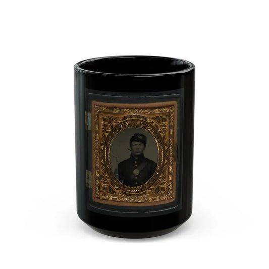 Unidentified Soldier In Union Uniform And Forage Cap With Bayoneted Musket (U.S. Civil War) Black Coffee Mug 15oz - Go Mug Yourself