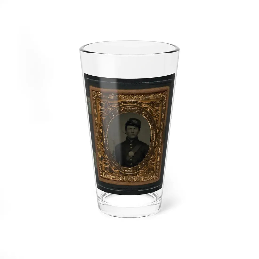 Unidentified Soldier In Union Uniform And Forage Cap With Bayoneted Musket (U.S. Civil War) Pint Glass 16oz 16oz - Go Mug Yourself