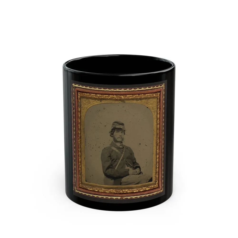 Unidentified Soldier In Union Uniform And Forage Cap With Canteen (U.S. Civil War) Black Coffee Mug-11oz-Go Mug Yourself