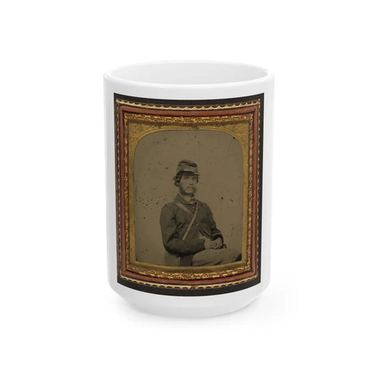 Unidentified Soldier In Union Uniform And Forage Cap With Canteen (U.S. Civil War) White Coffee Mug-15oz-Go Mug Yourself