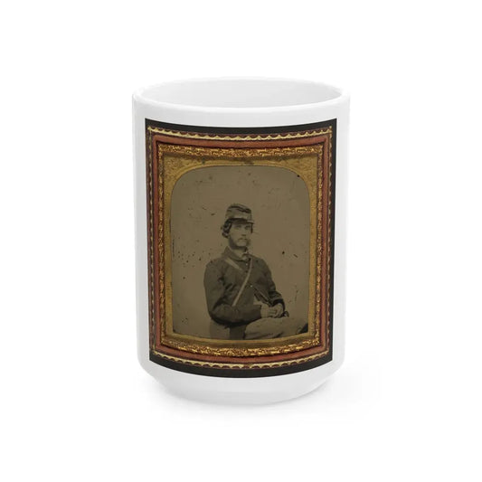 Unidentified Soldier In Union Uniform And Forage Cap With Canteen (U.S. Civil War) White Coffee Mug 15oz - Go Mug Yourself