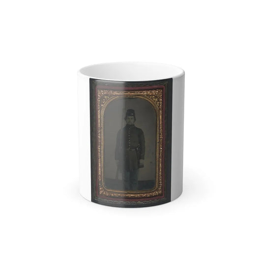 Unidentified Soldier in Union Uniform and Forage Cap With Holstered Revolver and Bayoneted Musket (U.S. Civil War) Color Changing Coffee Mug 11oz-11oz-Go Mug Yourself