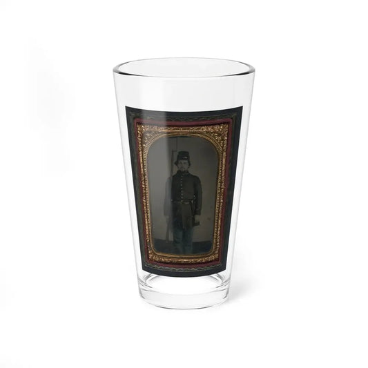 Unidentified Soldier In Union Uniform And Forage Cap With Holstered Revolver And Bayoneted Musket (U.S. Civil War) Pint Glass 16oz 16oz - Go Mug Yourself