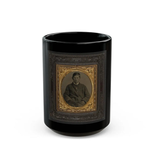 Unidentified Soldier In Union Uniform And Forage Cap With Infantry Insignia And 2nd Corps Army Of The Potomac Badge (U.S. Civil War) Black Coffee Mug-15oz-Go Mug Yourself