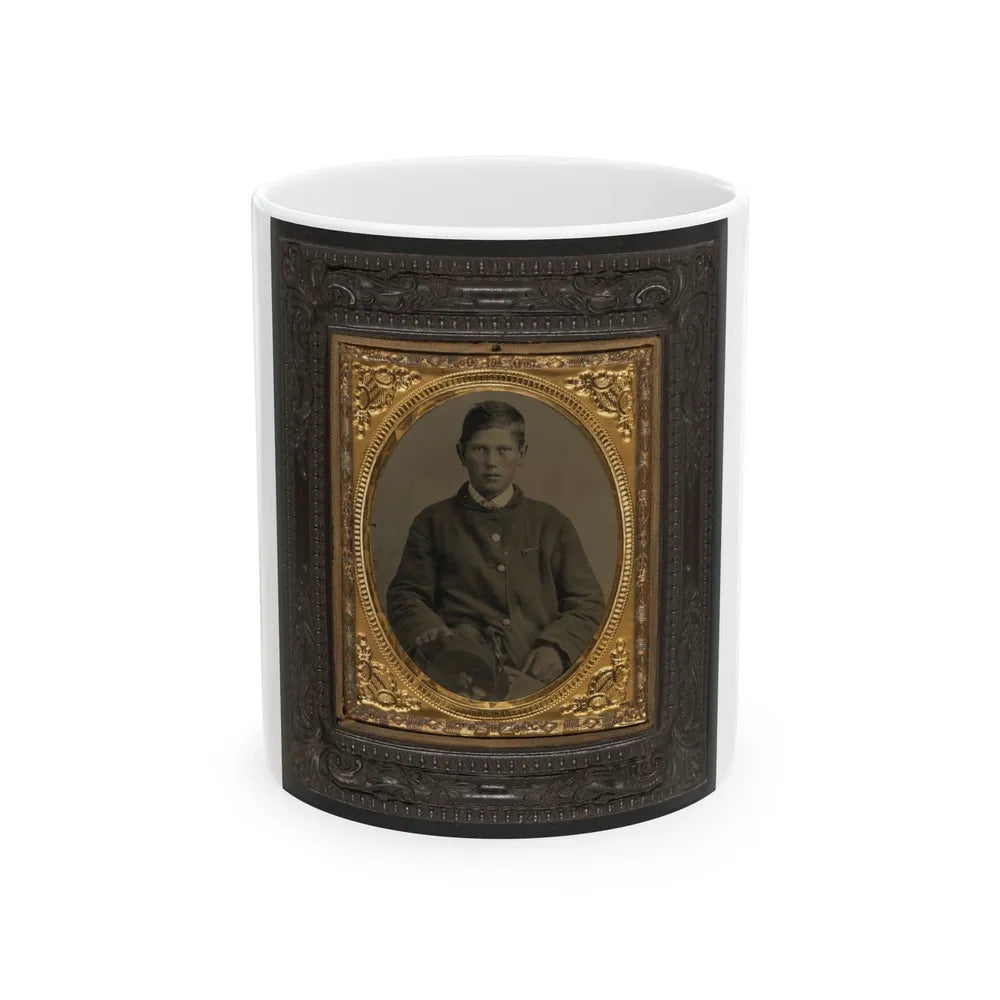 Unidentified Soldier In Union Uniform And Forage Cap With Infantry Insignia And 2nd Corps Army Of The Potomac Badge (U.S. Civil War) White Coffee Mug-11oz-Go Mug Yourself