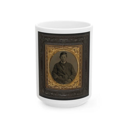 Unidentified Soldier In Union Uniform And Forage Cap With Infantry Insignia And 2nd Corps Army Of The Potomac Badge (U.S. Civil War) White Coffee Mug-15oz-Go Mug Yourself