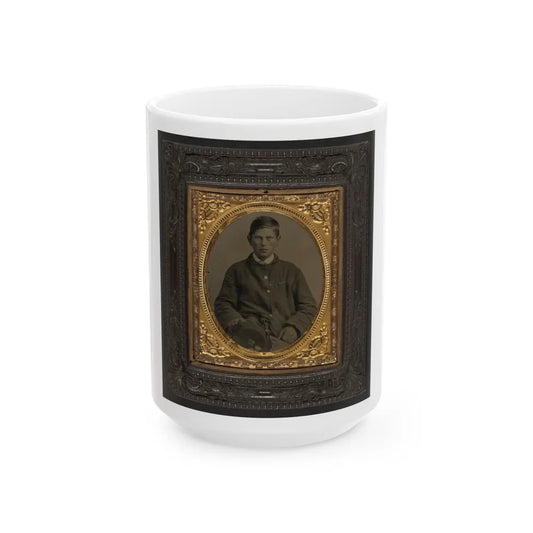 Unidentified Soldier In Union Uniform And Forage Cap With Infantry Insignia And 2nd Corps Army Of The Potomac Badge (U.S. Civil War) White Coffee Mug-15oz-Go Mug Yourself