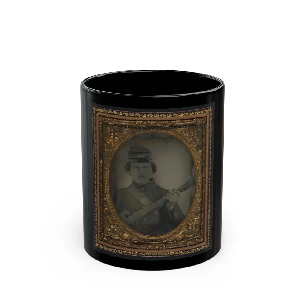 Unidentified Soldier In Union Uniform And Forage Cap With Musket (U.S. Civil War) Black Coffee Mug-11oz-Go Mug Yourself