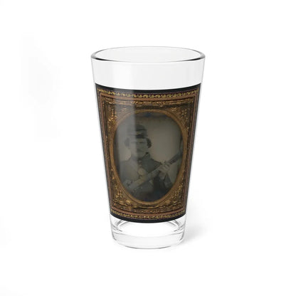 Unidentified Soldier In Union Uniform And Forage Cap With Musket (U.S. Civil War) Pint Glass 16oz-16oz-Go Mug Yourself