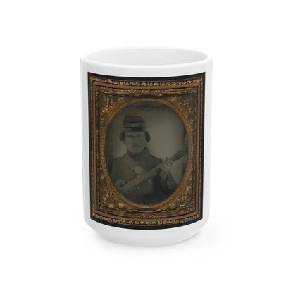 Unidentified Soldier In Union Uniform And Forage Cap With Musket (U.S. Civil War) White Coffee Mug-15oz-Go Mug Yourself