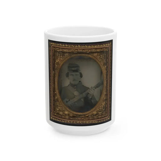 Unidentified Soldier In Union Uniform And Forage Cap With Musket (U.S. Civil War) White Coffee Mug 15oz - Go Mug Yourself