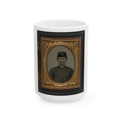 Unidentified Soldier In Union Uniform And Forage Cap(2) (U.S. Civil War) White Coffee Mug-15oz-Go Mug Yourself