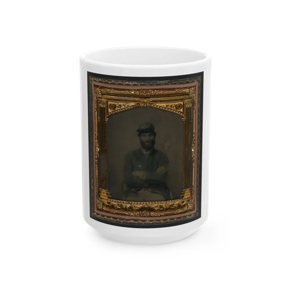 Unidentified Soldier In Union Uniform And Forage Cap(3) (U.S. Civil War) White Coffee Mug-15oz-Go Mug Yourself