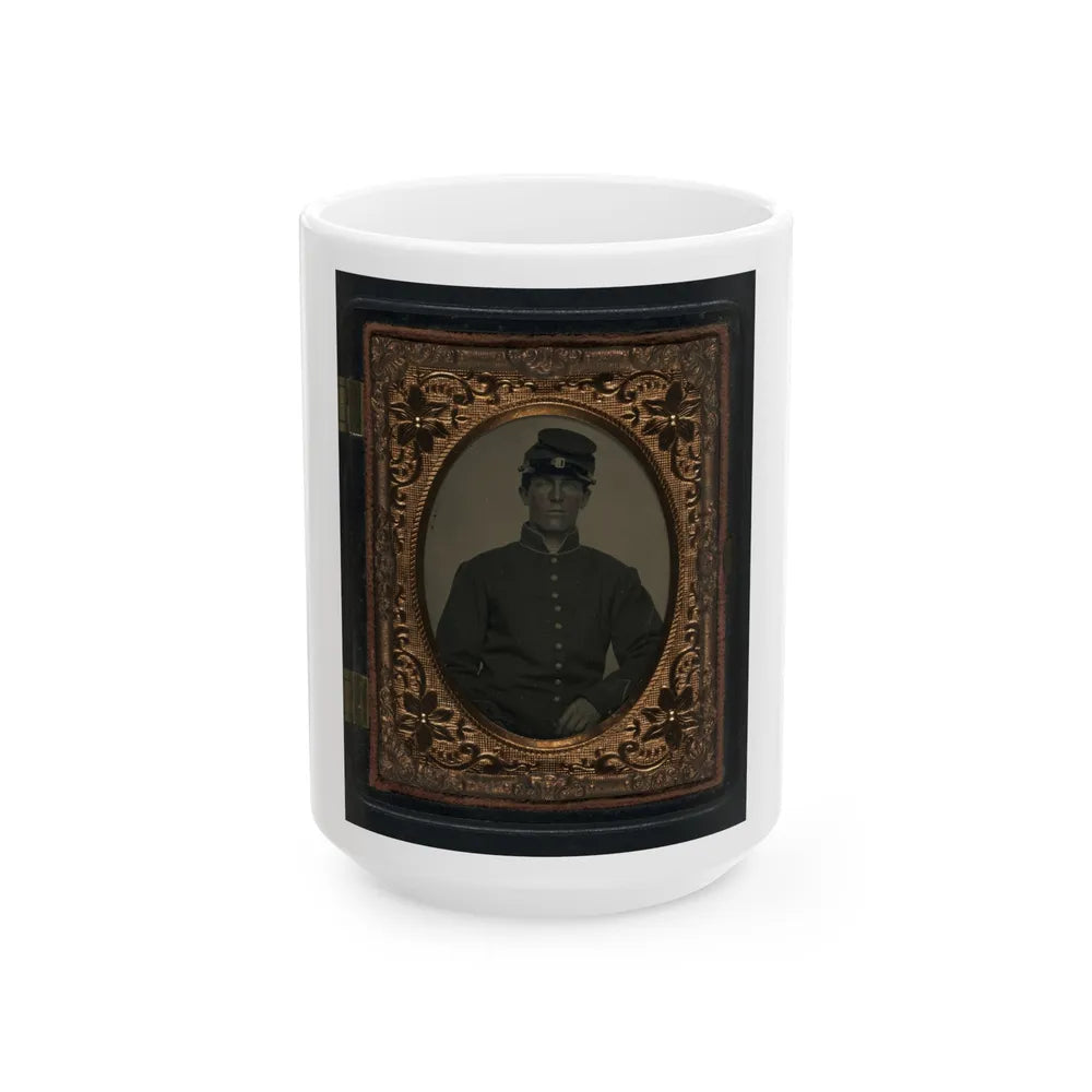 Unidentified Soldier In Union Uniform And Forage Cap(4) (U.S. Civil War) White Coffee Mug-15oz-Go Mug Yourself