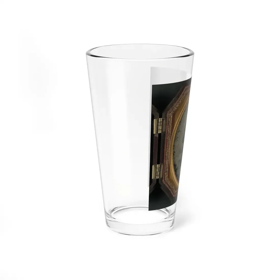 Unidentified Soldier In Union Uniform And Hardee Hat With Rifle In Front Of Painted Backdrop Showing Military Camp (U.S. Civil War) Pint Glass 16oz - Go Mug Yourself