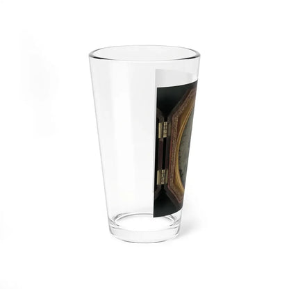 Unidentified Soldier In Union Uniform And Hardee Hat With Rifle In Front Of Painted Backdrop Showing Military Camp (U.S. Civil War) Pint Glass 16oz - Go Mug Yourself