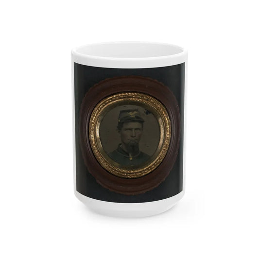 Unidentified Soldier In Union Uniform And Infantry Forage Cap (U.S. Civil War) White Coffee Mug-15oz-Go Mug Yourself