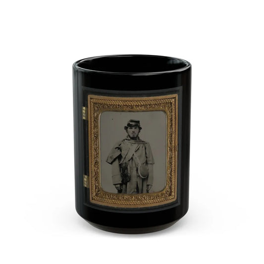 Unidentified Soldier In Union Uniform And Kepi With Canteen (U.S. Civil War) Black Coffee Mug-15oz-Go Mug Yourself