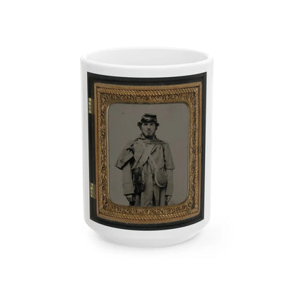 Unidentified Soldier In Union Uniform And Kepi With Canteen (U.S. Civil War) White Coffee Mug-15oz-Go Mug Yourself