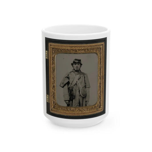 Unidentified Soldier In Union Uniform And Kepi With Canteen (U.S. Civil War) White Coffee Mug-15oz-Go Mug Yourself