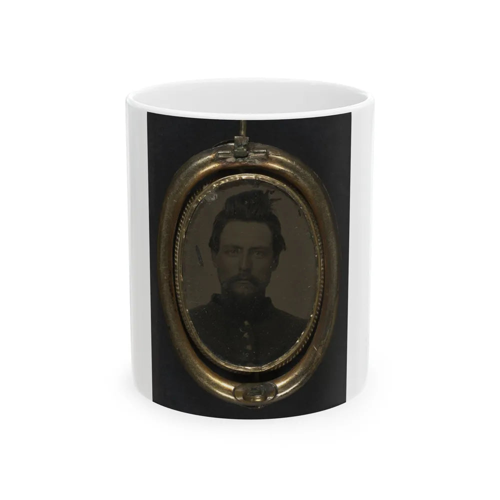 Unidentified Soldier In Union Uniform And Lock Of Hair In Brooch (U.S. Civil War) White Coffee Mug-11oz-Go Mug Yourself