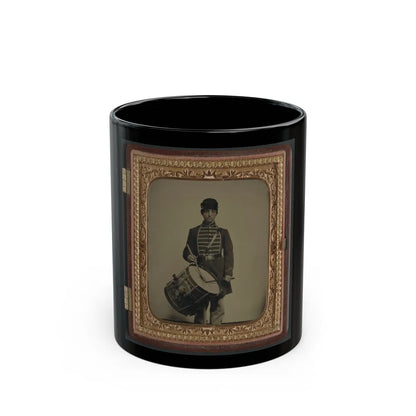 Unidentified Soldier In Union Uniform And Massachusetts Belt Buckle With Drum (U.S. Civil War) Black Coffee Mug-11oz-Go Mug Yourself