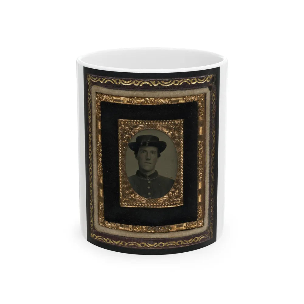 Unidentified Soldier In Union Uniform And Officer Hat Cords (U.S. Civil War) White Coffee Mug-11oz-Go Mug Yourself