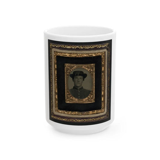 Unidentified Soldier In Union Uniform And Officer Hat Cords (U.S. Civil War) White Coffee Mug-15oz-Go Mug Yourself