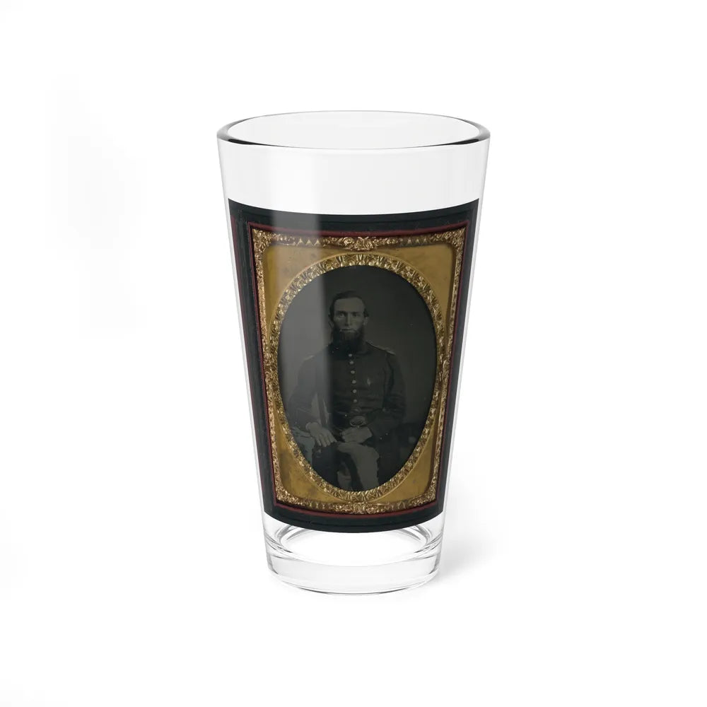 Unidentified Soldier In Union Uniform And Ohio Volunteer Militia Belt Buckle (U.S. Civil War) Pint Glass 16oz-16oz-Go Mug Yourself