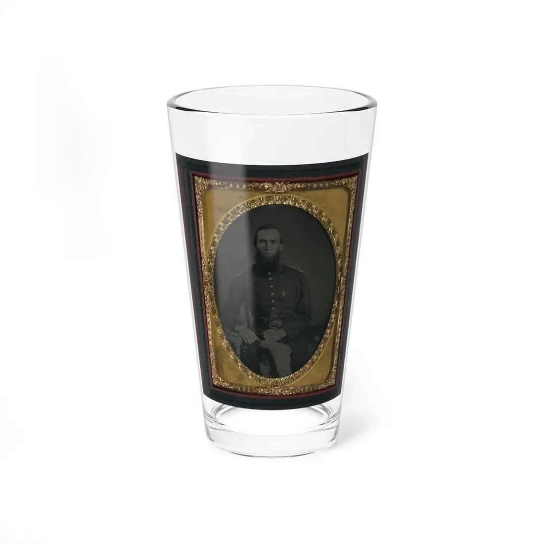 Unidentified Soldier In Union Uniform And Ohio Volunteer Militia Belt Buckle (U.S. Civil War) Pint Glass 16oz 16oz - Go Mug Yourself