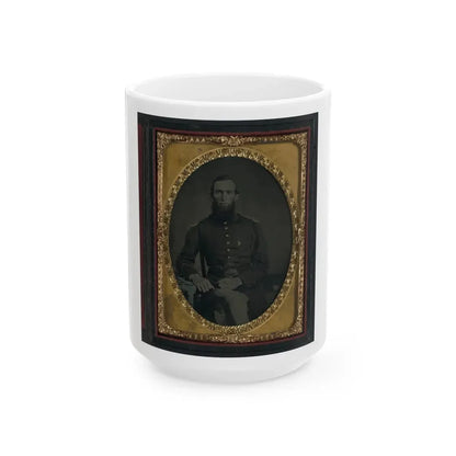 Unidentified Soldier In Union Uniform And Ohio Volunteer Militia Belt Buckle (U.S. Civil War) White Coffee Mug 15oz - Go Mug Yourself