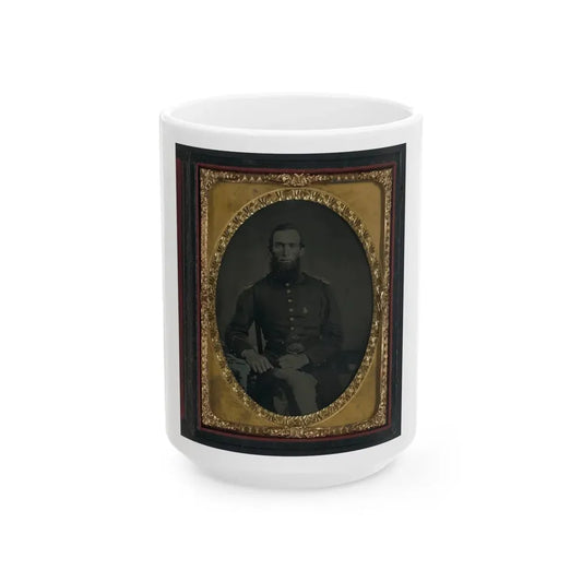Unidentified Soldier In Union Uniform And Ohio Volunteer Militia Belt Buckle (U.S. Civil War) White Coffee Mug 15oz - Go Mug Yourself