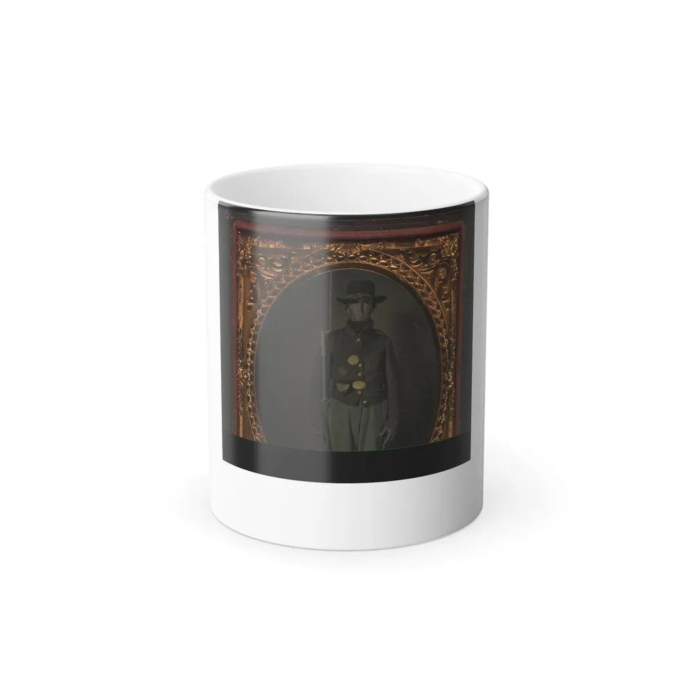 Unidentified Soldier in Union Uniform and Planter Hat With Bayoneted Musket, Cap Box, and Scabbard (U.S. Civil War) Color Changing Coffee Mug 11oz-11oz-Go Mug Yourself