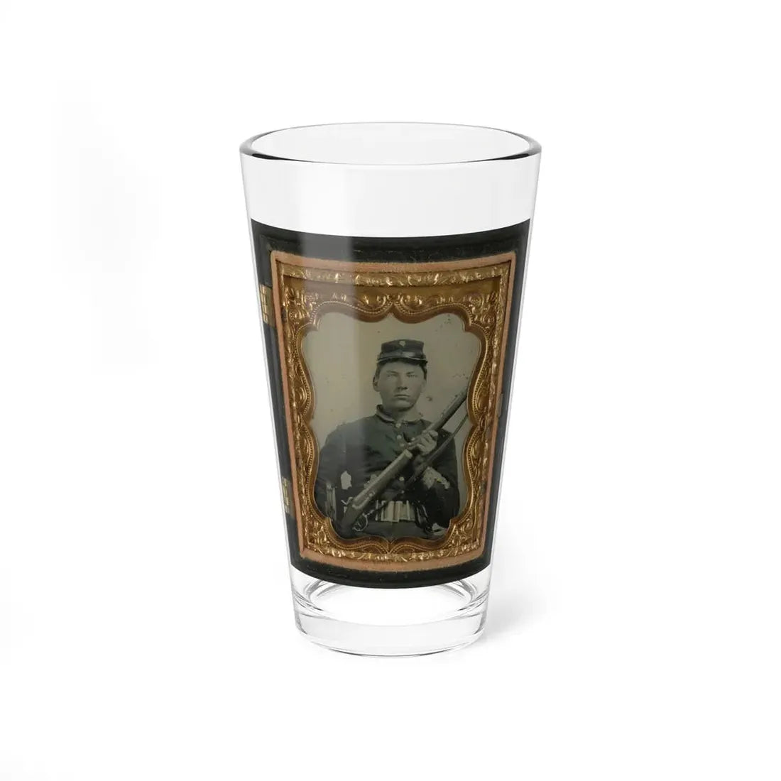 Unidentified Soldier In Union Uniform And Rifleman's Belt Rig With Musket (U.S. Civil War) Pint Glass 16oz 16oz - Go Mug Yourself
