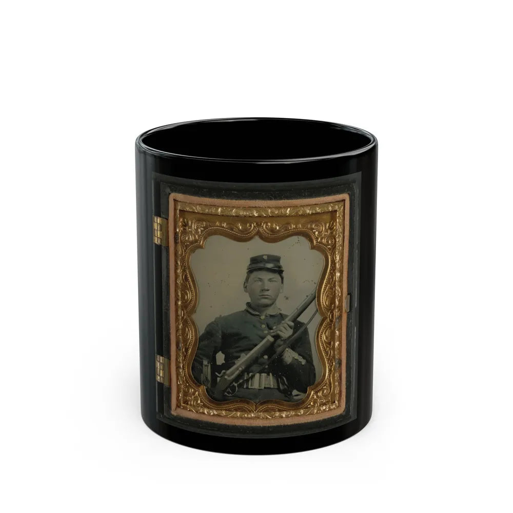 Unidentified Soldier In Union Uniform And Rifleman's Belt Rig With Musket (U.S. Civil War) Black Coffee Mug-11oz-Go Mug Yourself