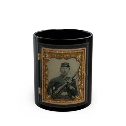 Unidentified Soldier In Union Uniform And Rifleman's Belt Rig With Musket (U.S. Civil War) Black Coffee Mug-11oz-Go Mug Yourself