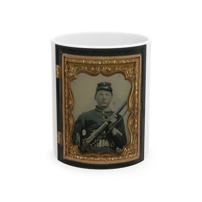 Unidentified Soldier In Union Uniform And Rifleman's Belt Rig With Musket (U.S. Civil War) White Coffee Mug-11oz-Go Mug Yourself