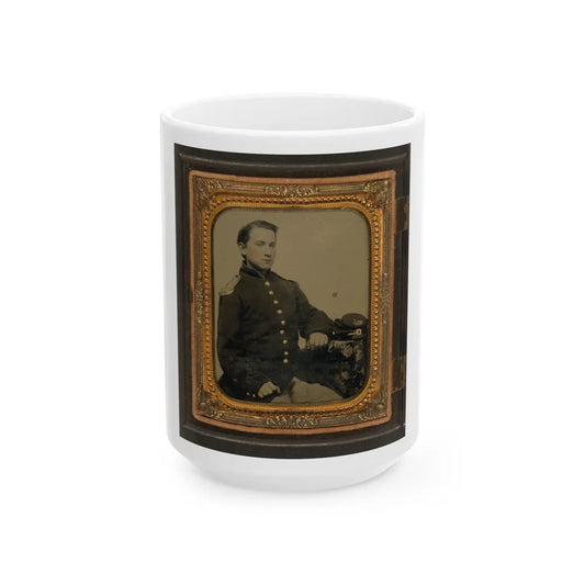 Unidentified Soldier In Union Uniform And Shoulder Scales With A Company A Forage Cap Bearing Infantry Insignia (U.S. Civil War) White Coffee Mug-15oz-Go Mug Yourself