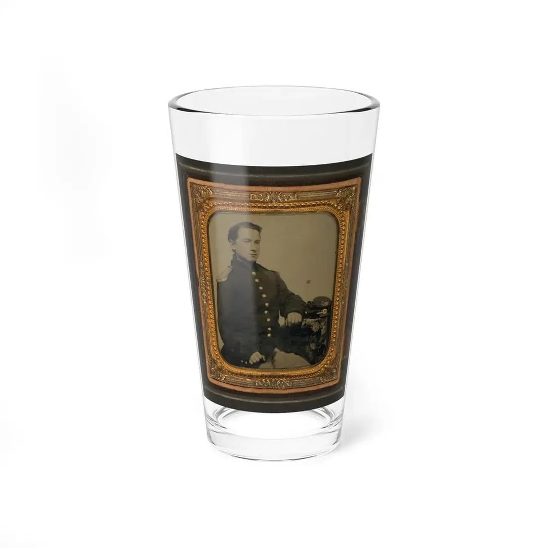 Unidentified Soldier In Union Uniform And Shoulder Scales With A Company A Forage Cap Bearing Infantry Insignia (U.S. Civil War) Pint Glass 16oz 16oz - Go Mug Yourself